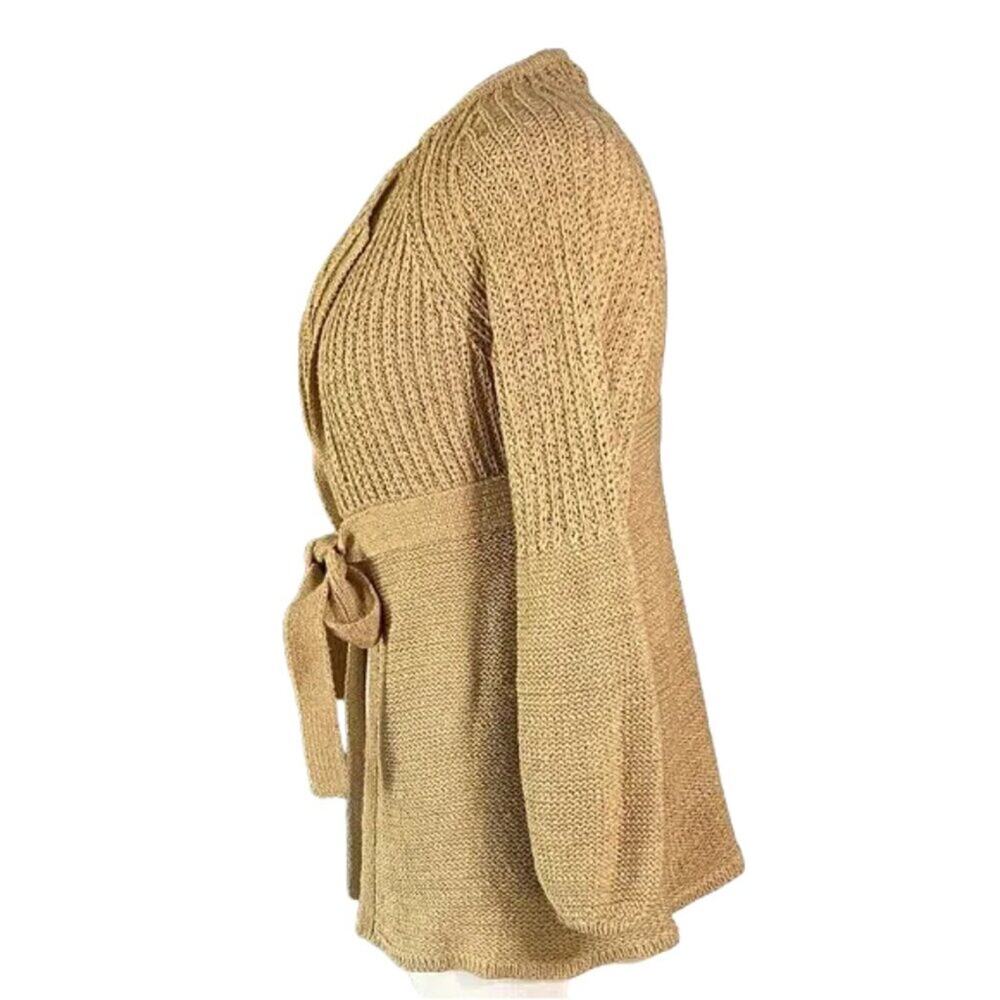 Chic Women's Cardigan Sweater - Tan - Picture 4 of 5